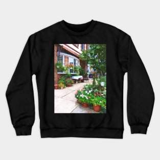 Belvidere NJ - Outdoor Cafe with Flowerpots Crewneck Sweatshirt